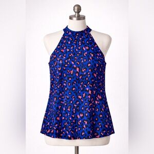 Boutique Pink Blue and Black Leopard Top Size M